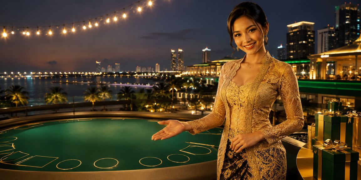 Pemain menikmati permainan baccarat di meja pinggir pantai
